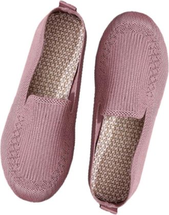 Generic Womens Orthopedic Knit Shoes - Slip-On Comfort Walking Shoes with Non-Slip Sole & Breathable Knit Upper (Pink,5.5)