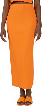 Frame Denim Mixed Rib Cut Out Skirt In Bright Tangerine
