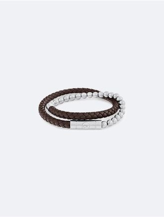 Calvin Klein Mens Braided Leather Bracelet - Other - OS