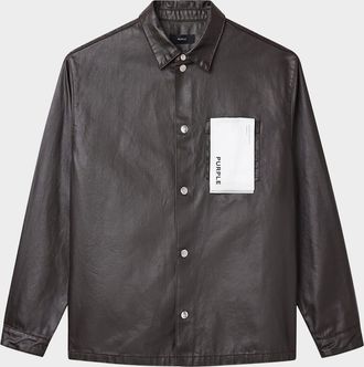 Purple Mens Embossed Monogram Snap Button-Down Shirt