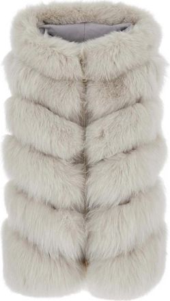Suprema witte imitatiebont met opstaande kraag en ritssluiting voor dames - Dames - Bodywarmers - Wit - S - Jassen