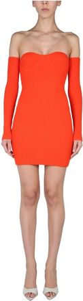 Helmut Lang Contour Mini Jurk - Dames - Feestkleedjes - Oranje - XS - Kleedjes