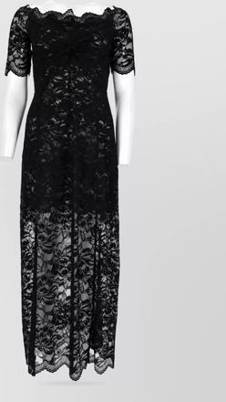 Paco Rabanne off-the-shoulder floral-lace long-sleeve maxi dress