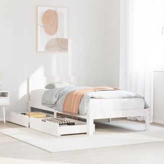 vidaXL Bed Frame with Drawers without Mattress White 90x200 cm Vidaxl