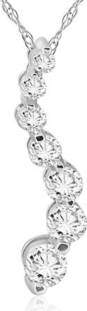 Pompeii3 1/2ct Real Diamond Journey Pendant Necklace 14K White Gold