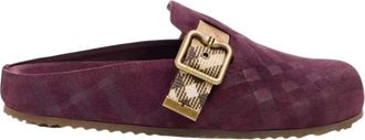 Burberry Purple Textured Check Slides