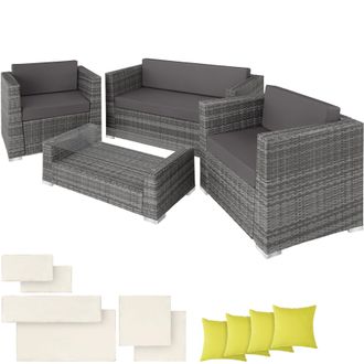 TecTake Garden Furniture Set Munich in Grey | Size: 4 Person