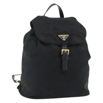 Prada Pre-owned Backpacks, female, Black, Size: ONE SIZE Pre-owned Vintage Nylon Backpack