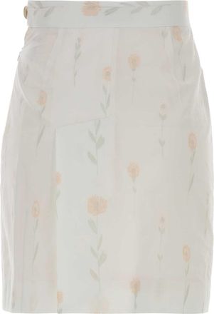 Vivienne Westwood Womens Floral Cotton Blend Crotch Mini Skirt Whiteflowers Gonne