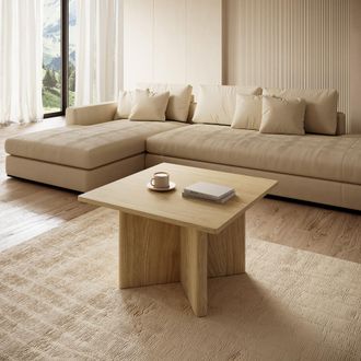 Dmora Mesa De Centro Kasinaba, Forma Cuadrada, Color Tablero Marr&oacute;n, Estructura Tono Roble, 80x80x49h Cm Marr&oacute;n Roble