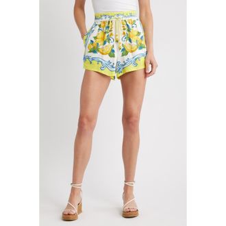 Farm Rio Sicily Scarf Linen Blend Shorts in Off-White at Nordstrom Rack, Size Xx-Small