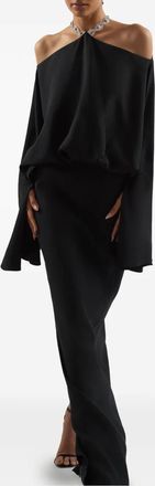 Taller Marmo Abito lungo Cyclades con cristalli - Nero