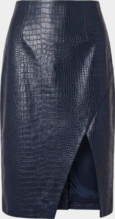 Nicholas Livia Croc-Embossed Vegan Leather Pencil Skirt