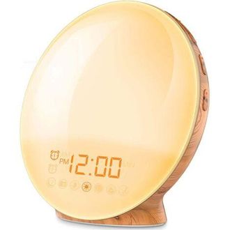 OEM Luz De Alarma Con Simulaci&oacute;n De Amanecer Y Atardecer, 2 Alarmas, 20 Niveles De Brillo, 7 Luces De Color, 7 Sonidos Naturales, Funci&oacute;n De Siesta, Radio