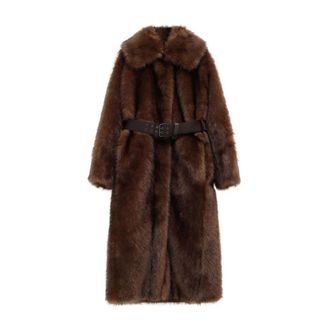Moncler Faux Fur & Shearling Jackets, female, Brown, XS, Arly Belted Down Coat