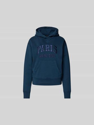 Anine Bing Regular Fit Hoodie mit Logo-Stitching in Dunkelblau, Gr&ouml;&szlig;e L