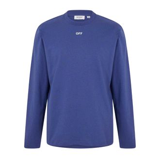 Off-white Off White Heren-T-shirt met ronde hals, normale pasvorm en lange mouwen (Donkerblauw/Wit)