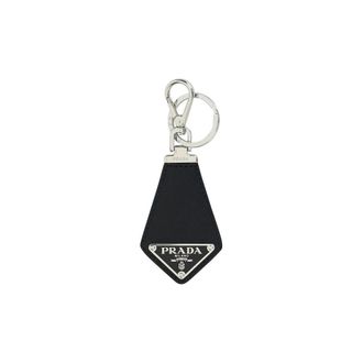 Prada Leren Sleutelhanger met Logo Hanger - Heren - Sleutelhangers & Tashangers - Zwart - ONE Size - Leer - Accessoires