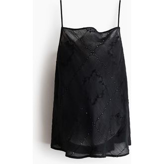 H&M Broderie Anglaise Strappy Top in Black at Nordstrom, Size X-Small