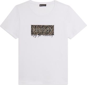 Freddy T-shirt con stampa leopardata decorata da borchie e logo