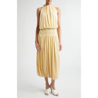 Toteme Soft Gathered Midi Dress in Champagne at Nordstrom, Size X-Small