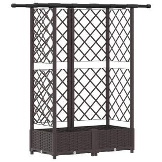 vidaXL Cama Elevada Con Trellis Y Techo Marr&oacute;n 124 X 40 X 123 Cm Pp Vidaxl