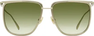 Ferragamo SF324S Oversized Square Metal Sunglasses - Gold