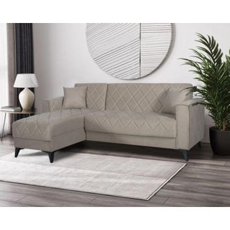 Dmora Sof&aacute; Cama Con Chaise Longue Chienes, Almacenaje, Lavable, 228x149 Cm Gris Oscuro
