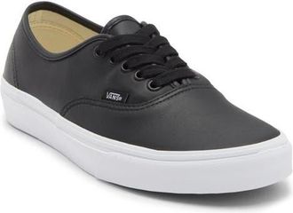 Vans Authentic Leather Sneaker in Leather Black/true White at Nordstrom, Size 11.5