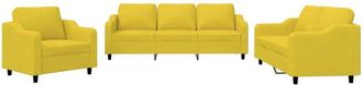 vidaXL Juego De Sof&aacute;s Con Cojines 3 Piezas Tela Amarillo Claro Vidaxl