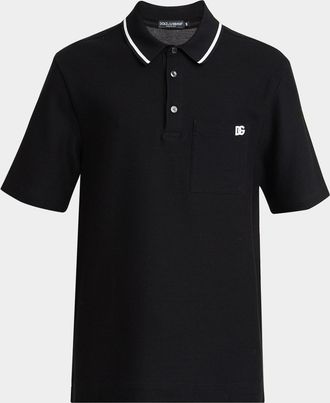 Dolce & Gabbana Mens Cotton Pique DG-Pocket Polo Shirt