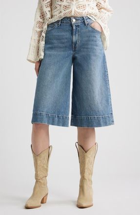 Treasure & Bond High Waist Culotte Wide Leg Jeans in Medium Wash at Nordstrom, Size 32