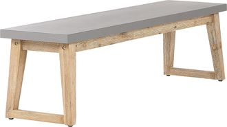 Beliani Beliani - Banco De Jard&iacute;n Tablero De Cemento Reforzado Con Base De Madera Gris 3 Plazas Muebles Modernos Para Patio