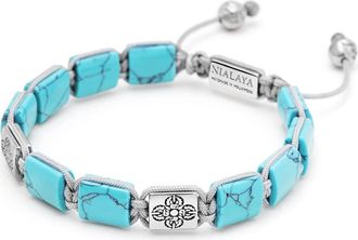 Nialaya Dorje Flatbead Bracelet in Turquoise And Silver at Nordstrom, Size X-Large