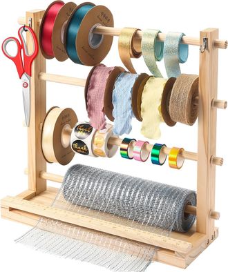 No Brand Estante Para Guardar Cintas - Soporte De Madera Para Carretes De Cinta - Cinta De Red Artesanal - Coronas - Mariposas Y Cinta Washi - Materiales Para 