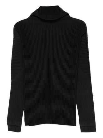 Homme Plissé Issey Miyake roll-neck ribbed top - Zwart