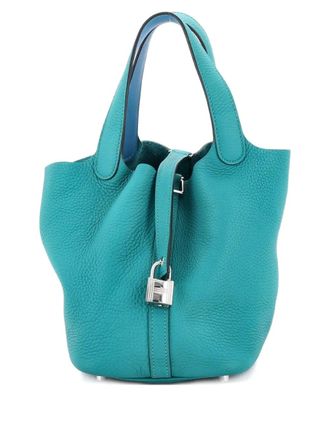 Herm&egrave;s Eclat Picotin Lock Bag Clemence with Swift PM bucket bag - women - Calf Leather - One Size - Green