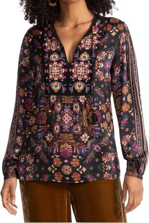 Johnny Was Curved Hem Prairie Blouse In Brandi