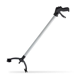 Relaxdays Relaxdays - 10 Alcanzadores Pinzas Largas, Aluminio-polipropileno, Negro-plateado, 88 Cm