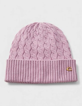 Coach Womens Coach Cable Beanie Faded Pink