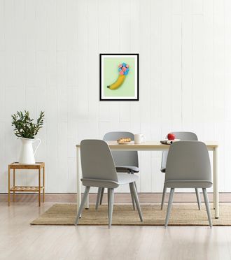 Queence Bild »Collin« Essen Figuren Kunst Lebensmittel Obst Obst Bilder 1 Stk. tlg. HD Premium Poster-Druck inkl. Holzrahmen