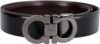 Ferragamo Mens Gancini Reversible Leather Belt Black Calf
