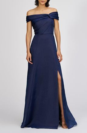 JS Collections Isadora Off the Shoulder Organza Gown in Navy at Nordstrom, Size 10
