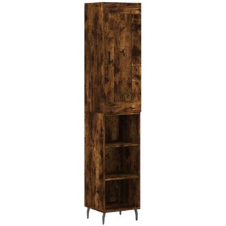 vidaXL Highboard Smoked Oak 34.5x34x180 cm Engineered Wood Vidaxl