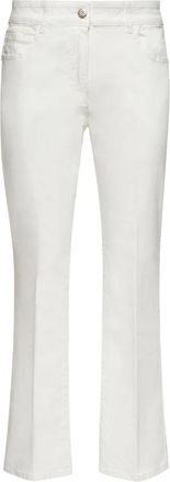 Elena Miro Flare katoenen broek met vijf zakken - Dames - Wijde Broeken - Wit - M - Katoen - Broeken