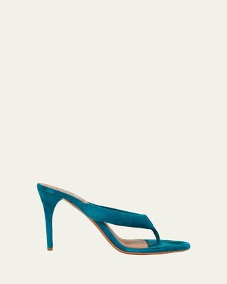 Alaia 90mm Padded Suede Thong Sandals