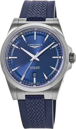 Longines Conquest Automatic Blue Dial Rubber Strap Mens Watch L3.720.4.92.9