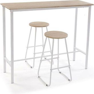 VERSA Conjunto De Mesa Con 2 Sillas Versa Blanco Pvc Metal Madera Mdf 40 X 120 X 100 Cm
