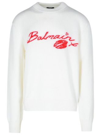 Balmain Kiss White Wool Sweater