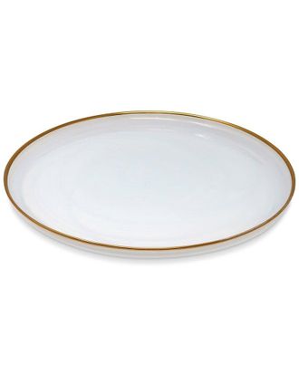 Alice Pazkus Set Of 4 White Alabaster Chargers With Gold Rim